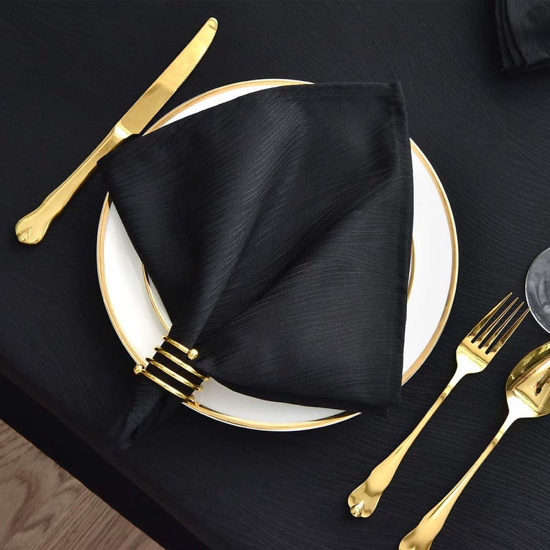 maxmill Jacquard Cloth Napkins 20 x 20 Inch Swirl Pattern 4 Packs Solid Washable Polyester Comfortable for Restaurant Family Dinners Weddings Parties and Banquets Black - Image 3